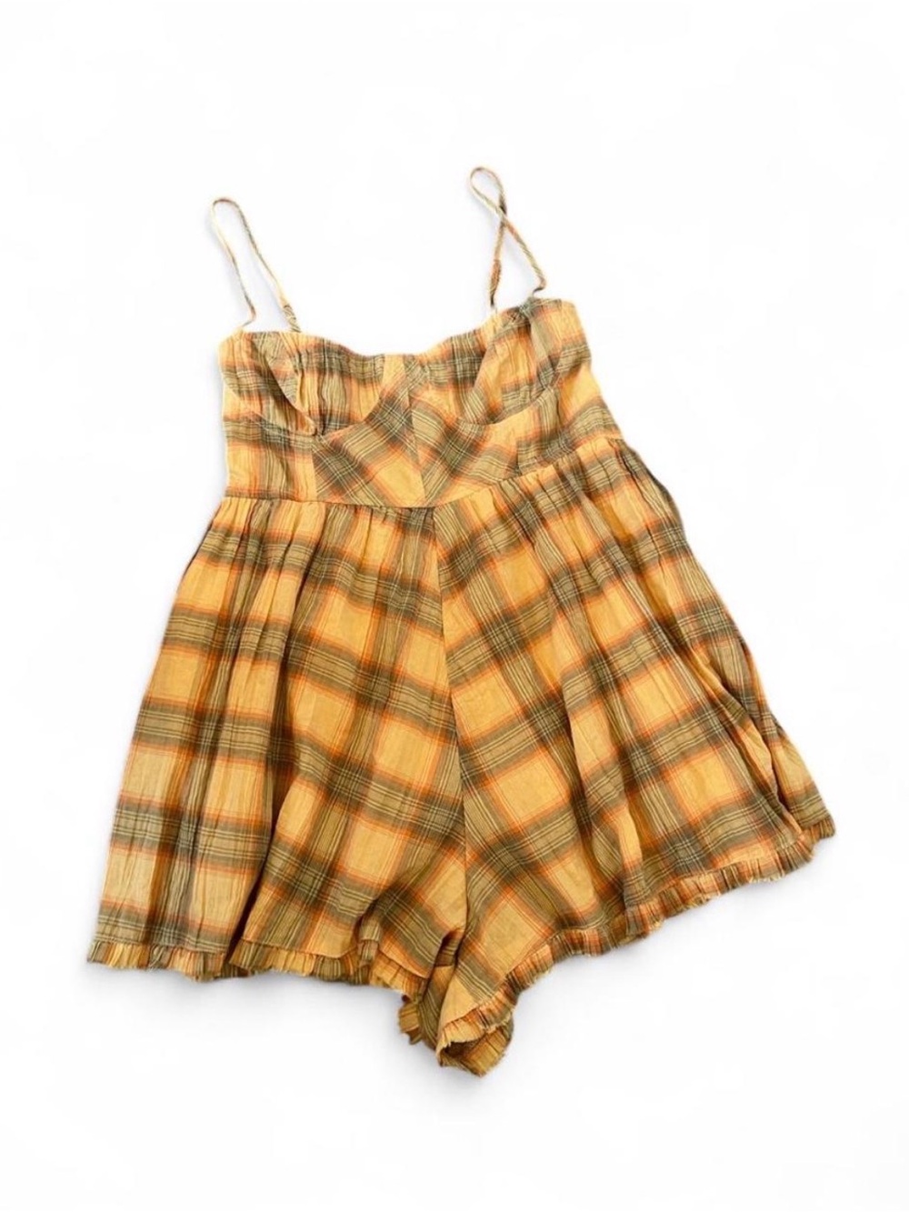 Urban outfitters Orange Plaid corset spaghetti strap Romper